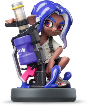 Amiibo figure of an Octoling boy with a Gal-style weapon