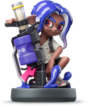 Figura amiibo de un chico octoling con un arma de tipo salpicadora