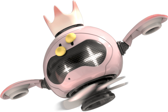 A round drone with a crown and other features that resemble Off the Hook member Pearl.