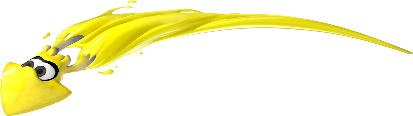 Um Inkling amarelo em forma de lula salta uma grande distância.
