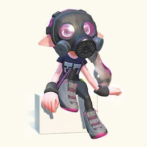 An Inkling model pairs a Forge gas mask with Takoroka shoes