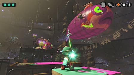 An Inkling watches Octarian zeppelins overhead