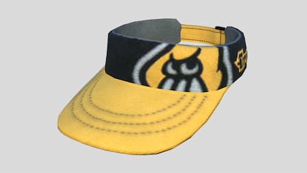 A yellow visor hat