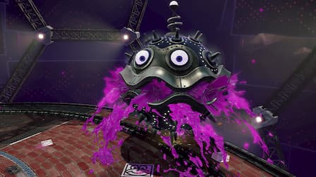 A large Octarian boss sprays ink everywhere