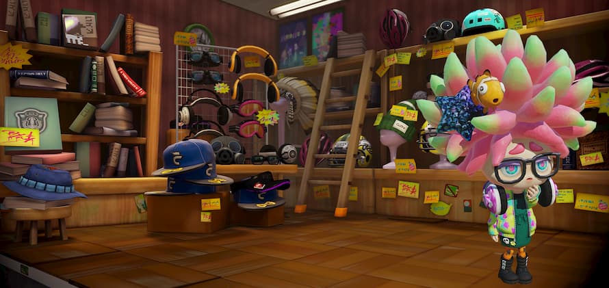 Annie and her clownfish Moe stand inside their Cooler Heads store